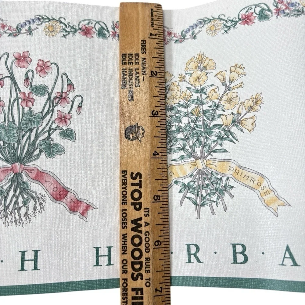 VTG Traditional English Garden Floral Herbs Wallpaper Border 5 YD X 7